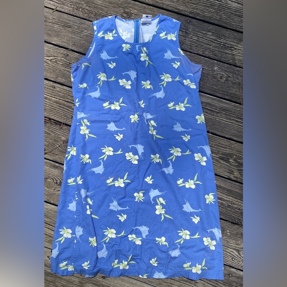 Columbia Women’s Short Sleeve Light Blue Hawaiian & Swordfish Design dress